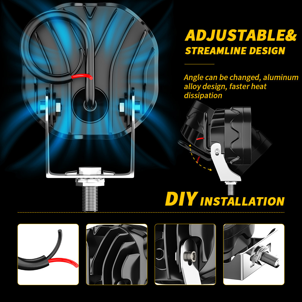 3 inç 12V/24V 4x4 Araba Sürüş İşi Işığı 48W 16SMD LED Çalışma Far ATV SUV Kamyon SPOTLIGHT OFFROAD MOTOSİKSİ SİSTE LAMBASI