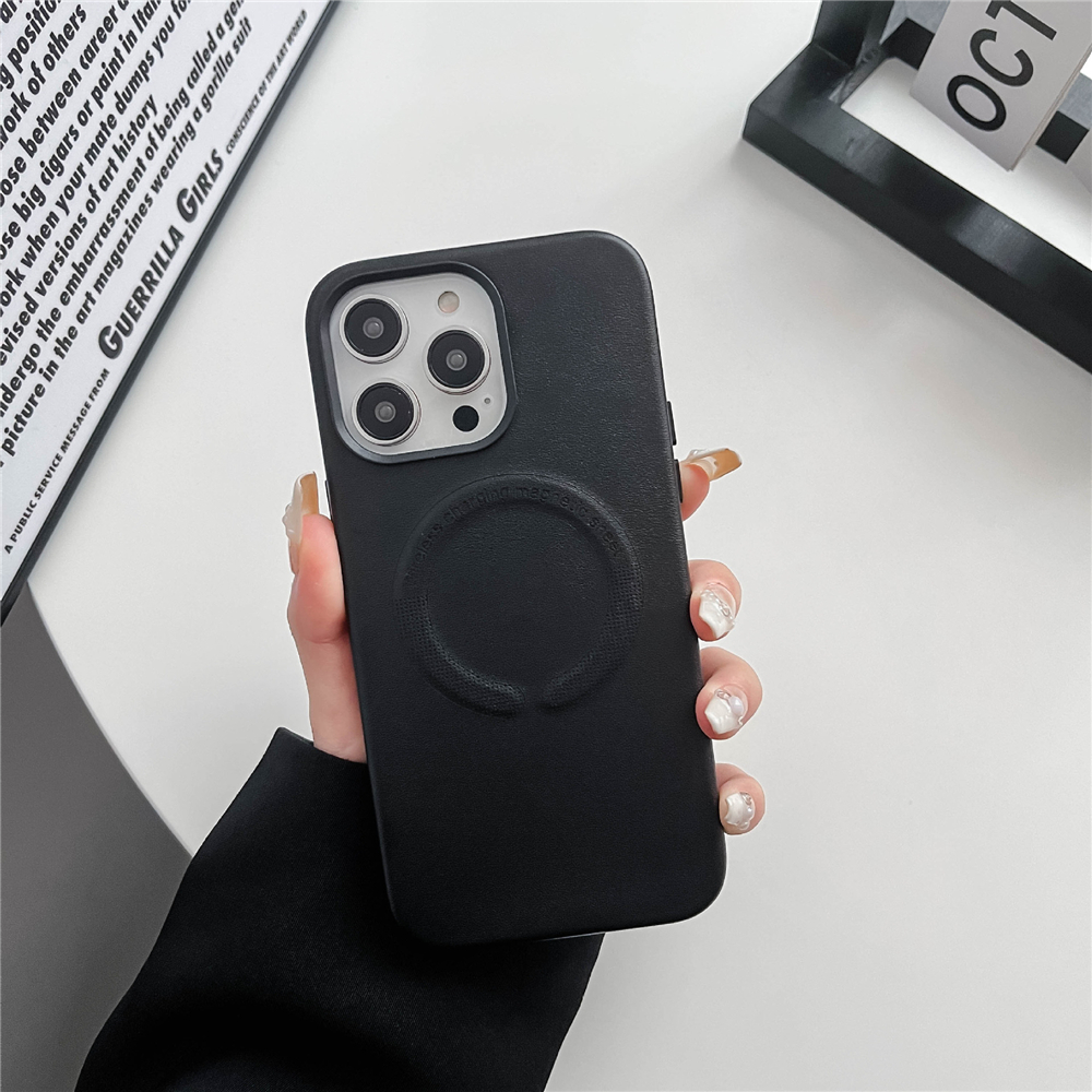 PU Leather Cover Magnetic Sheet Wireless Charging Phone Case for iPhone 15 Pro Max 14 13 12 11 XR With Metal Button individual packing