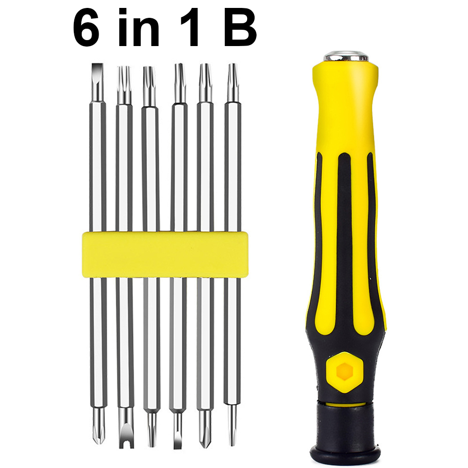 Handy-Reparatur-Werkzeuge, 6-in-1-Set, sicheres, manipulationssicheres magnetisches Schraubendreher-Bit, Hex-Torx-Schraubendreherkopf, flaches Handwerkzeug