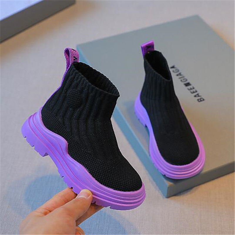 New Style Sneakers bambini da ragazza 2023 Spring Fashion High-top Boots Tessuto elastico Bambini Ragazzi Ragazze Scarpe sportive casual Toddler baby Chaussures