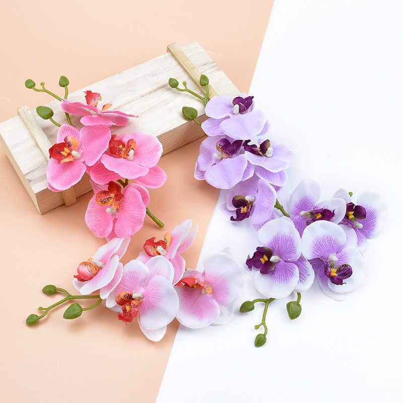 Decorative Flowers Wreaths 1 Bunch of 4 Flowers Butterfly Orchid Vases for Home Decor Wedding Decorative Flowers Cheap Artificial Flowers for Scrapbooking T230217