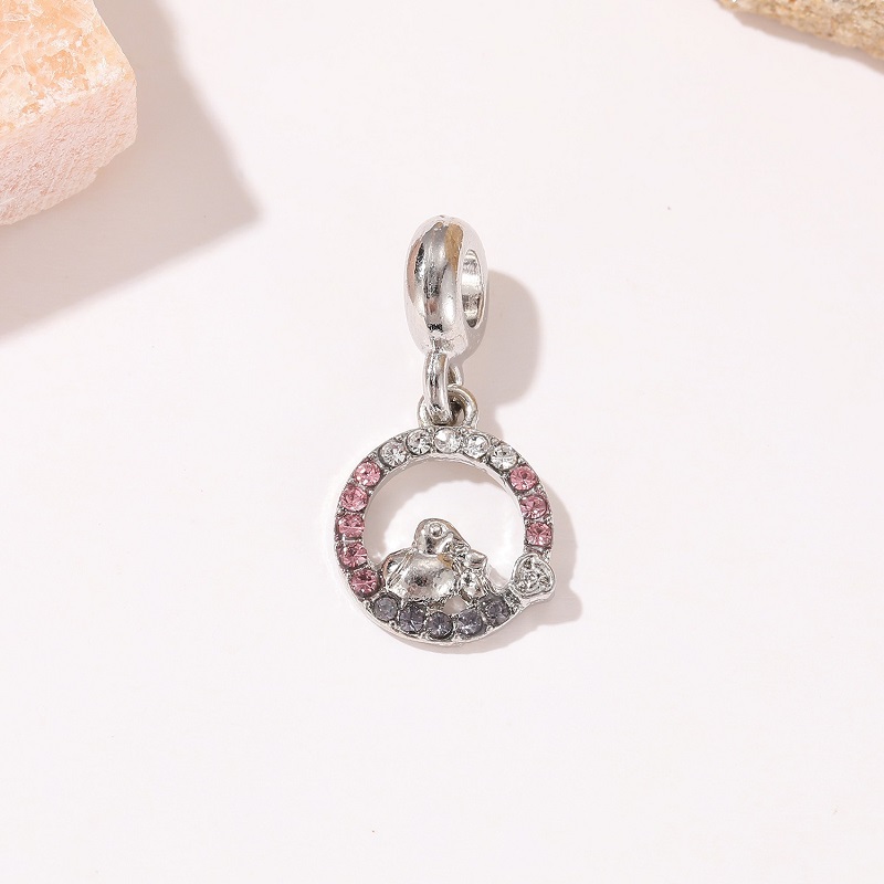 Fit Sterling Silver Silver Bracelet Multicolour Crystal Circled Bird Pingente Dangle Charms Pingente Pingente Europeu Mercas de Bolsa de Cadeia de Correntes de Corrente Jóias Diy