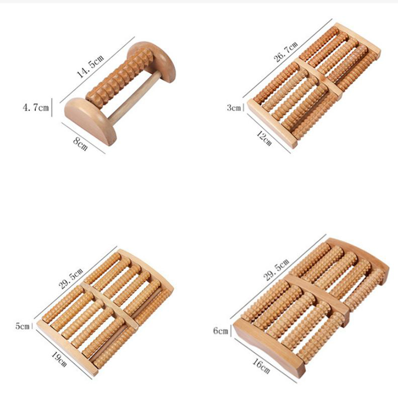 パーティーギフト木製3/6列足マッサージャー痛みストレスリリーフ絞りローラーフットケアマッサージャーローラーヒース療法リラックスマッサージ