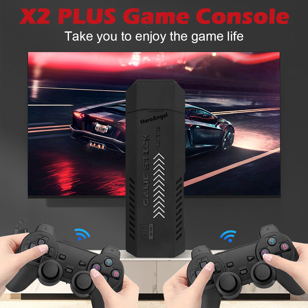 X2 Plus Gamestick 3D Retro konsola do gier wideo 2.4G kontrolery bezprzewodowe System HD 4.3 40000 gier 40 emulatorów dla SEGA/PSP/PS1