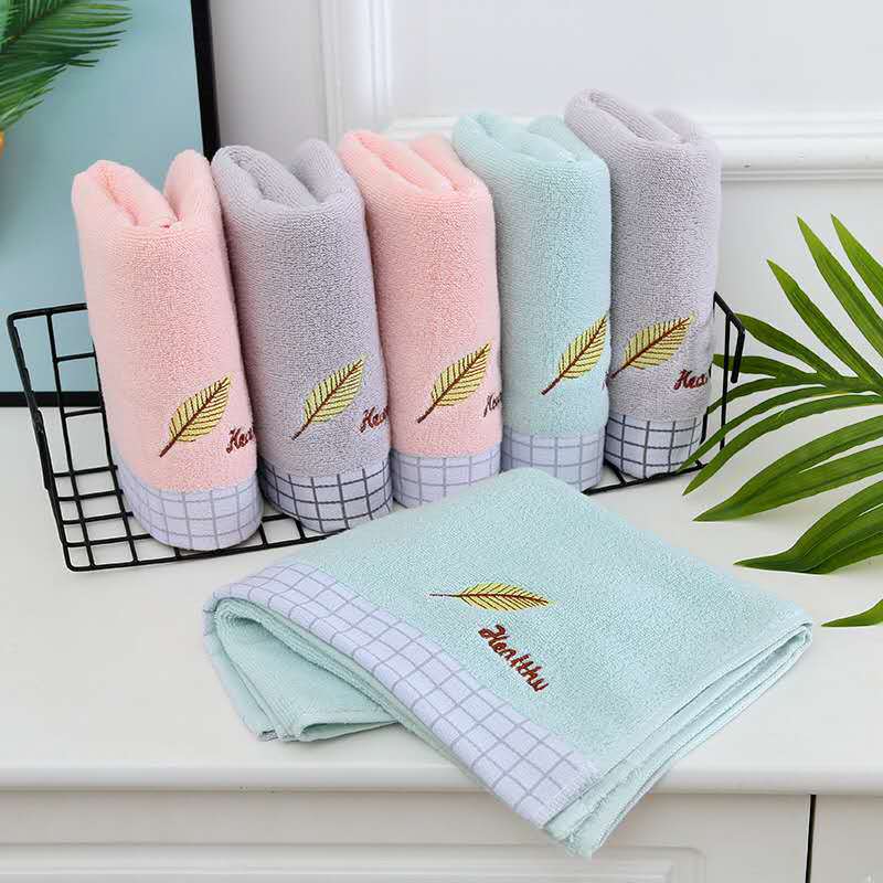 100% Cotton Face Towel Adult Couple Home Towels Hand Jacquard Leaf Soft Washcloth Eco-Friendly 34x73 cm 32s 100g