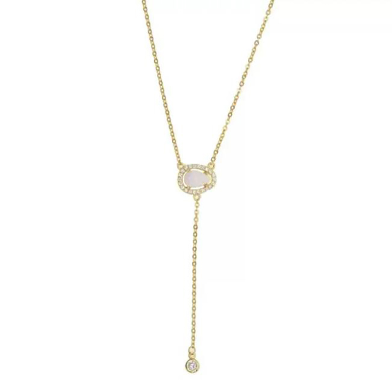 2023 NOVO DESIGN GOLD Gold Fashion Colar Jóias femininas de alta qualidade Opal Opal Europeu Feminino Longo Yariat Colar Style