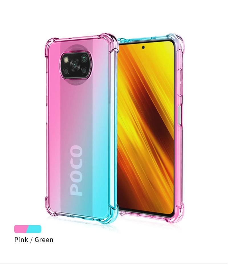 Fall för Xiaomi POCO M5 4G C40 M4 X4 M4 13 Pro Lite 5G 12T Pro 12 Lite Redmi 10C K60 12C Gradient 1,5mm Soft TPU Four Corners Airbag Anti Shock Transparent Chock Product Cover