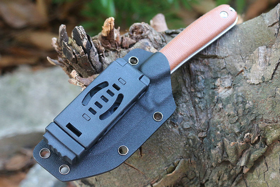 Hot M6700 Survival Straight Hunting Knife 14C28N Satin Drop Point Blade CNC Full Tang Flax Handle Outdoor Hunting Fishing Fixed Blade Knives with Kydex