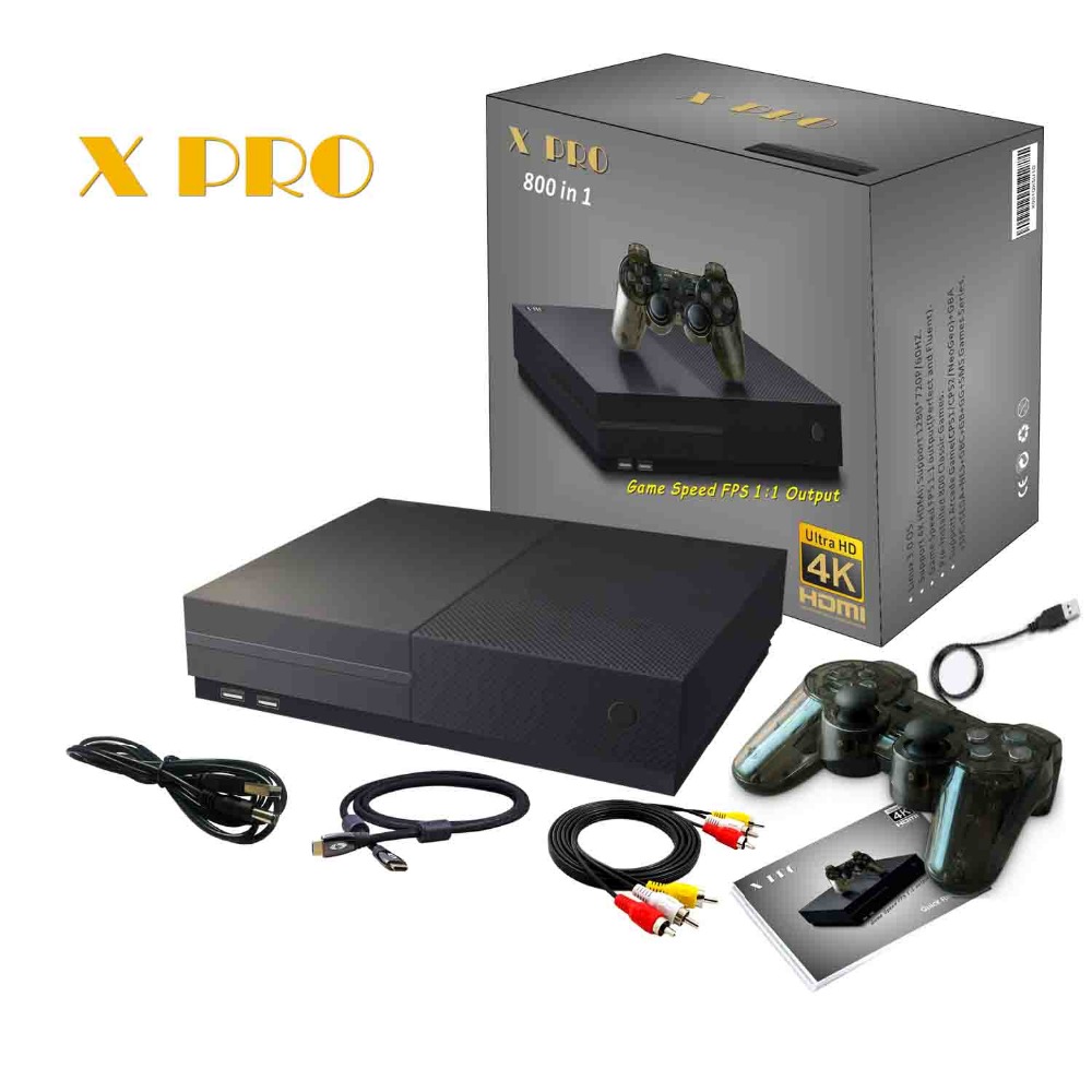 XPRO Ultra HD Console de jeu vidéo 64 Bit AV Support 4K HDOutput Intégré 800 pour PS1 Classic Retro Family TV Game Player