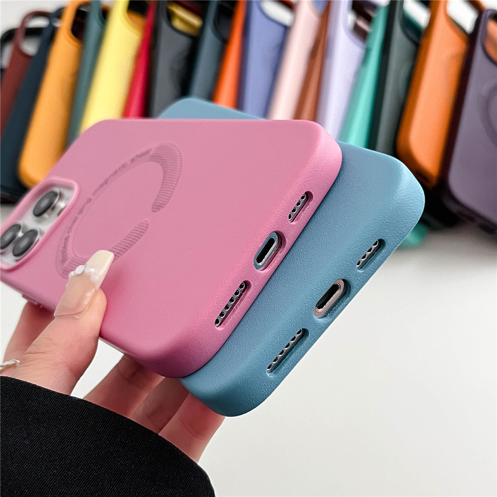 PU Leather Cover Magnetic Sheet Wireless Charging Phone Case for iPhone 15 Pro Max 14 13 12 11 XR With Metal Button individual packing