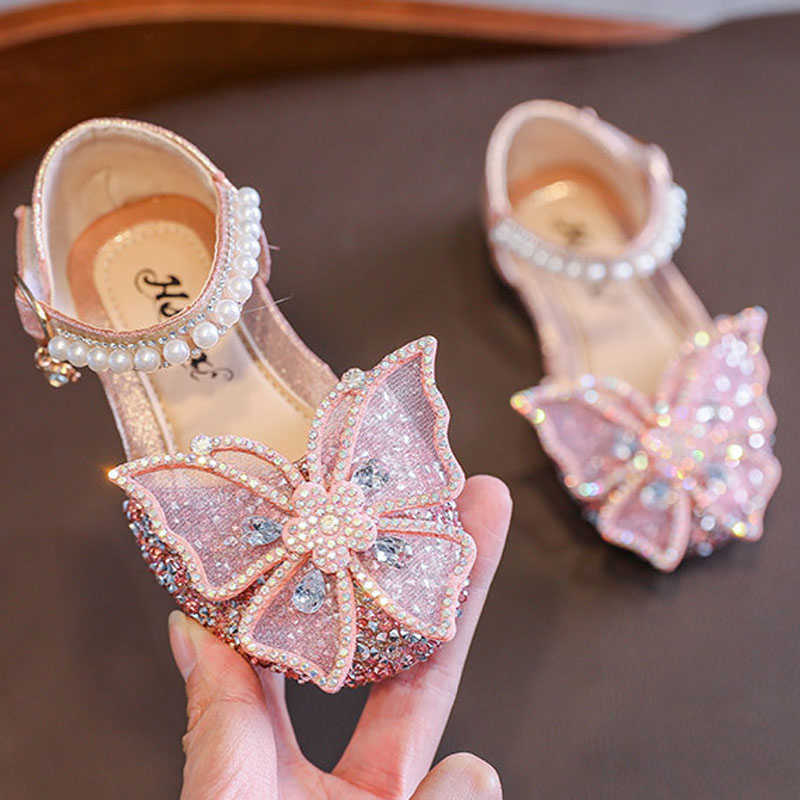 Sandals Summer Kids Sandals Shoes For Girls Glitter Knot Dress Banquet Party Children Flat Shoes Princess Single Shoes CSH1236