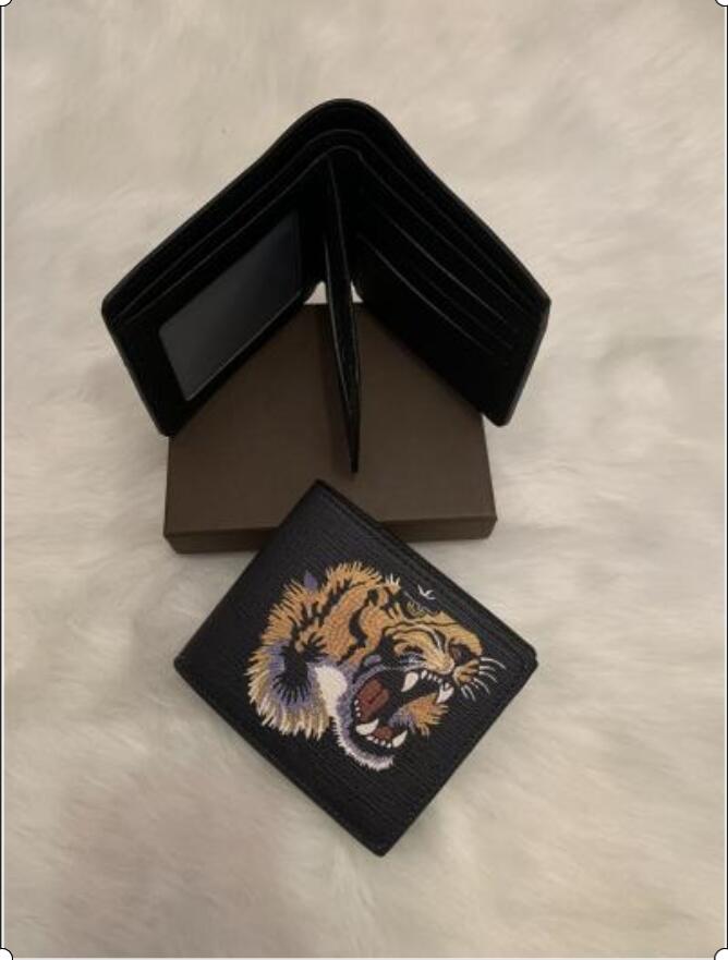 Ultra hög kvalitet märkesdjur plånbok 6 färg orm tiger bee plånbok med box läder visitkortshållare 011