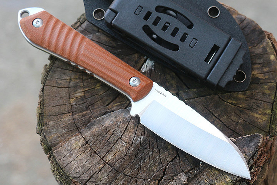 M6699 Survival Straight Knife 14C28N Satin Blade CNC Full Tang Flax Handle Outdoor Camping Hiking Hunting Fixed Blade Knives with Kydex 06699