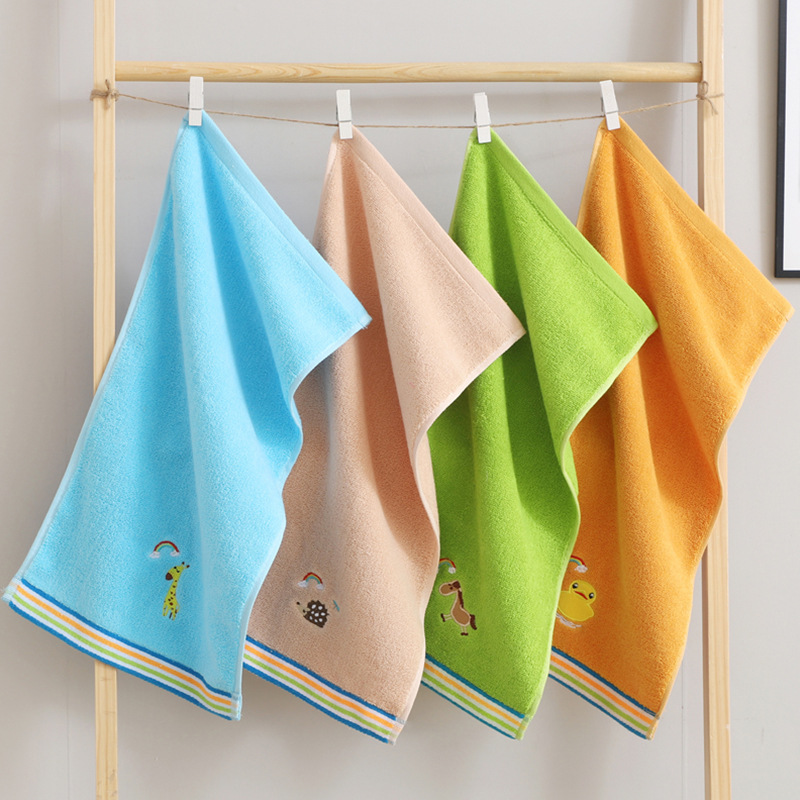 Cute Cotton Cartoon Towels Children Thick Absorbent Towel Baby Face Wash Towel Animal Embroidery Home Towels