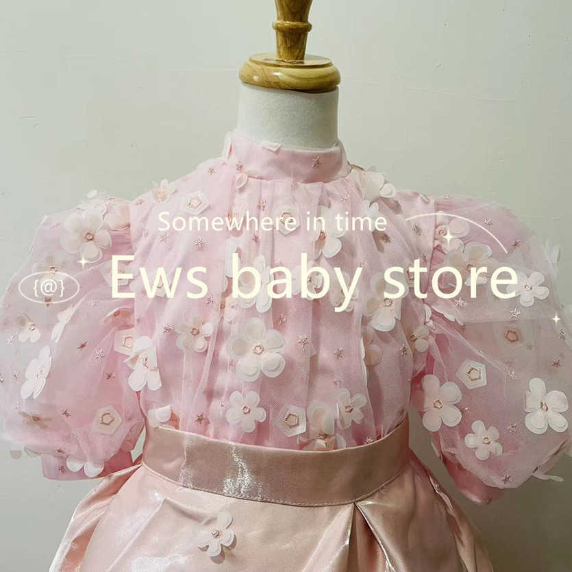 Meisjesjurken baby Spaans lolita prinses baljurk bloem kralen ontwerp verjaardagsfeestje doopjurken voor meisjes paas eid a1352 w0221