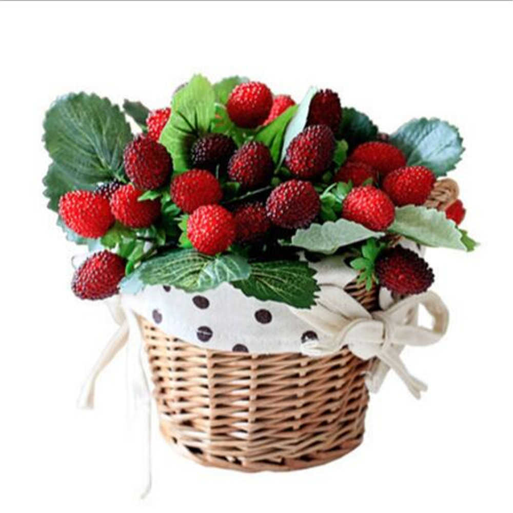 장식용 꽃 화환 저렴한 가짜 과일 유리 딸기 빨간 체리 수술 미니 베리 인공 꽃 디이 결혼식 크리스마스 장식 T230217