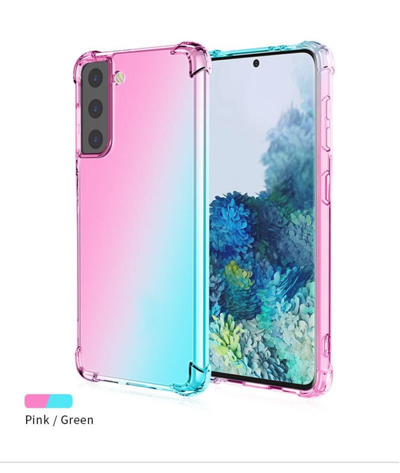 Gradient Airbag stötsäkra fodral för Samsung S23 Plus Ultra A23E 5G A14 A54 A04E 4G A34 A04 Core Soft TPU Four Corners Air Bag Anti Shock Cover Clear Phone Back Hud Case