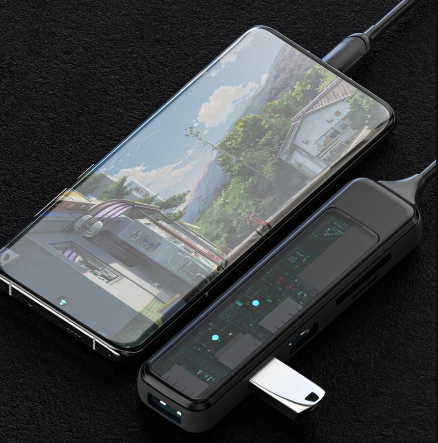 Hub USB Type C de conception transparente, 4 Ports Usb 3.0, pour ordinateur portable, Stations d'accueil 3.0