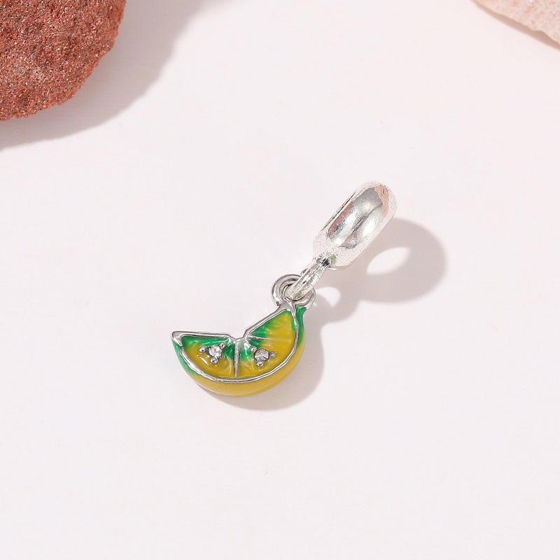 Fit Sterling Silver Bracelet Creative Fruit Fruit Orange Lemon Lemon Dangle Charms pendente de charme europeias se encaixa em jóias de pulseira de correntes de cobra bracelete diy