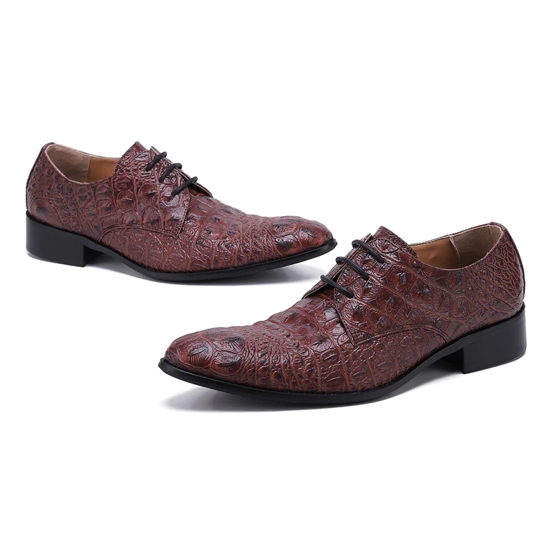 Chaussures Oxford italiennes en cuir véritable faites à la main pour hommes, richelieu de célébration de fête de mariage, chaussures habillées à lacets marron