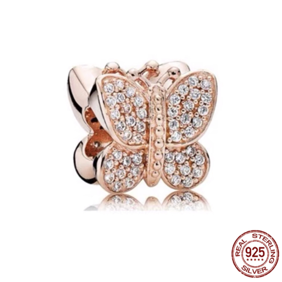 2023 Nieuwe populaire 100 % 925 Pure Silver Charme Glittering Butterfly Bead is geschikt voor primitieve Pandora Bracelet Des Exquisite Sieraden Gift