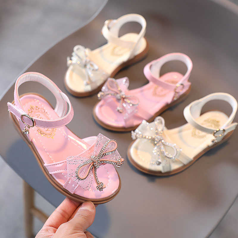 Sandalen Sommerschuhe flache Ferse Kindermädchen Prinzessin Open Toe Beach Schuhe Kleinkind Babyschuh Schmetterlingsknoten Kinder Mädchen Sandalen CSH1271 R230220