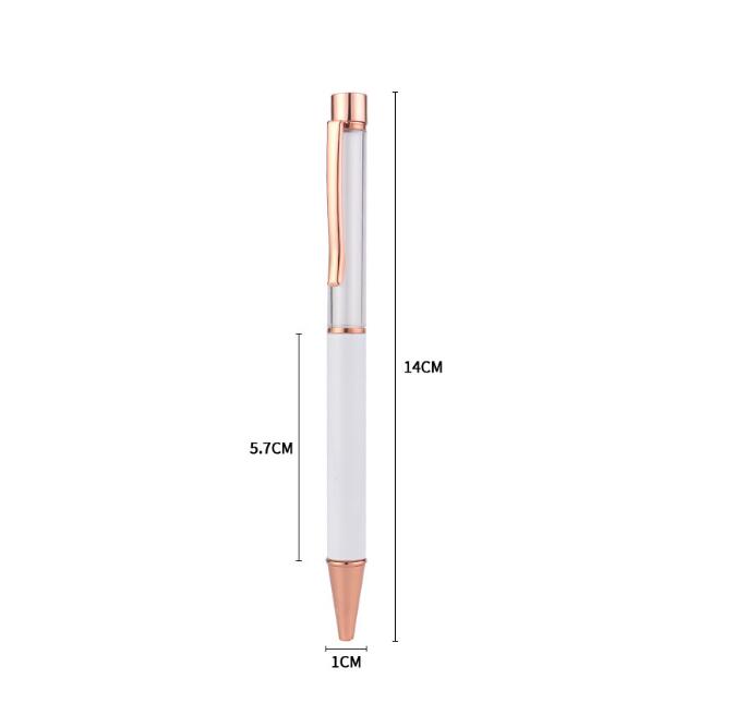 Stylos globe de neige de sublimation avec film rétractable Tube vide DIY Stylos à bille Stylo de transfert de chaleur vierge Stylo à bille en métal Clip de couleur unie pour l'école de bureau