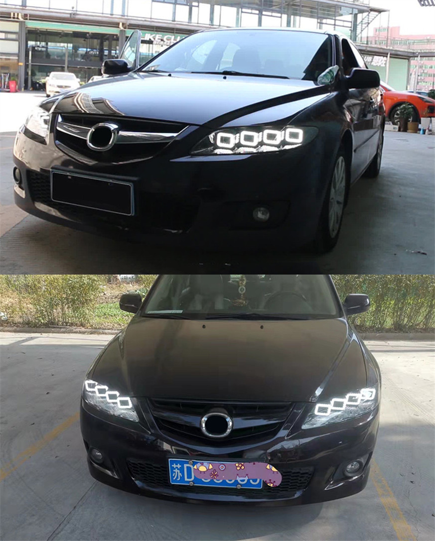 Mazda 6 farlar için araba stil kafa lambası 20 04-20 15 Mazda6 Tüm LED Far LED DRL Dinamik Sinyal Angel Göz Aksesuarları