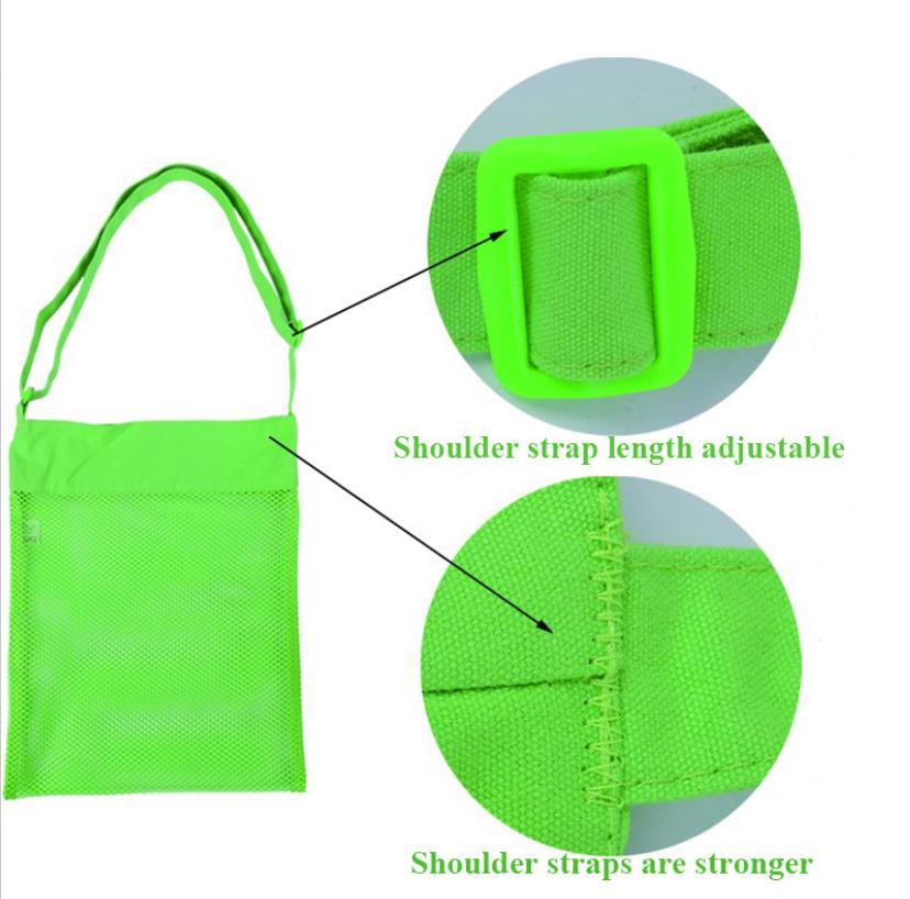 Mesh Seashell Beach Bags Storage Kids Colorful Shell Collection Bag Outdoor Beach Parent Child Activities Quick Dry Net Tote with Adjustable Carrying Straps M L