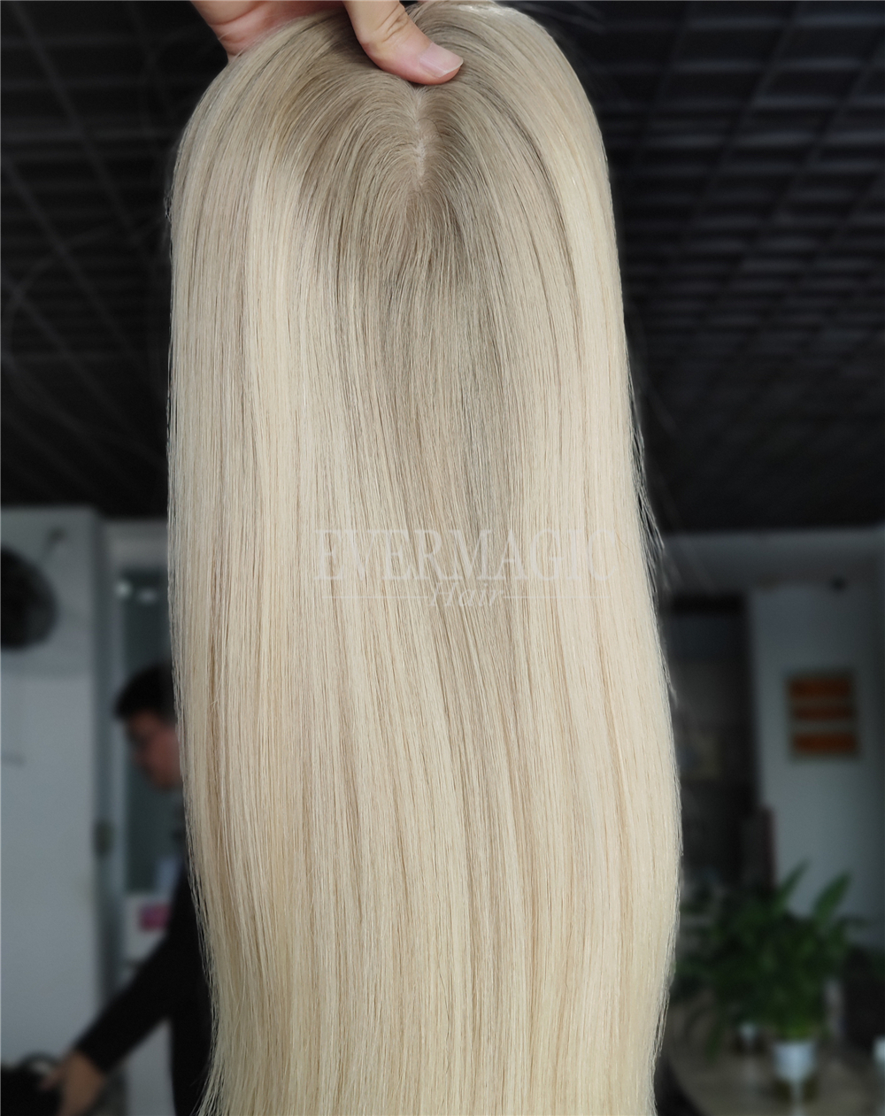 New Coming Stock Balayage Color Virgin Human Hair Toppers Skin Scalp Base for Hairloss Women