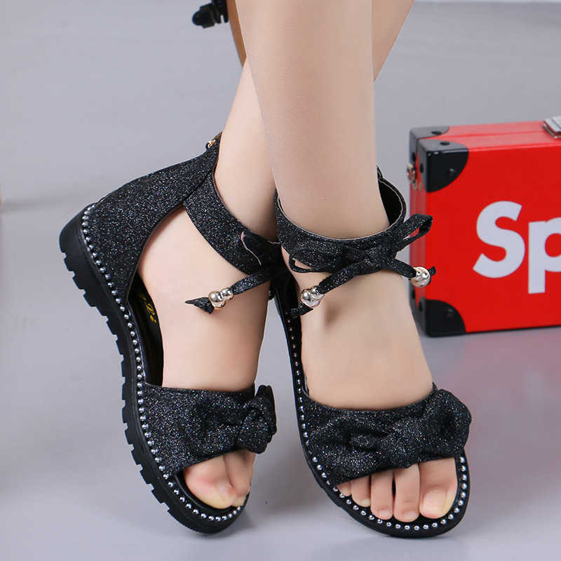 Sandały letnie dziewczęta Sandały modne bow-kolot zamek księżniczki butów dziewcząt płaskie buty plażowe rozmiar 27-37 CSH1401