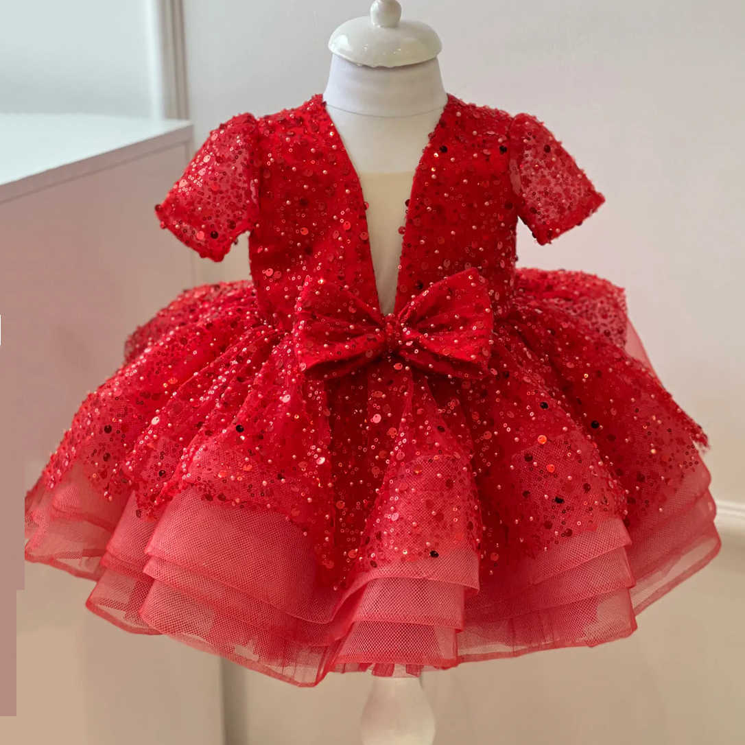 Abiti da ragazza Autunno Inverno Nuove ragazze bambini Abito con paillettes Abiti da principessa Abito da festa di compleanno di Natale Abito da ragazza Haute Couture