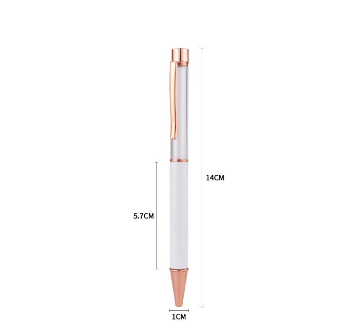 Stylos globe de neige de sublimation avec film rétractable Tube vide DIY Stylos à bille Stylo de transfert de chaleur vierge Stylo à bille en métal Clip de couleur unie pour l'école de bureau