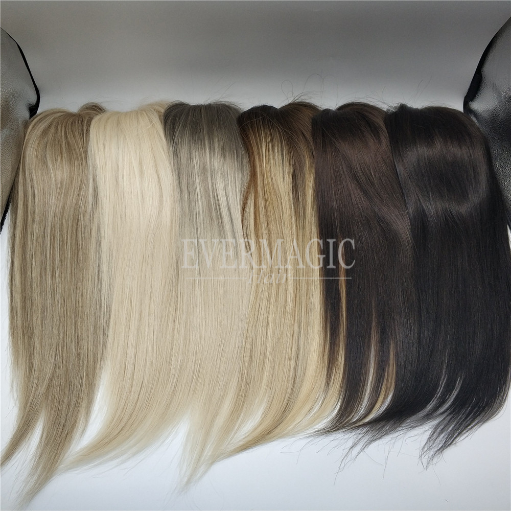 Ny kommande lager Balayage Color Virgin Human Hair Toppers Mono Double Line Pu Base For Hairloss Women