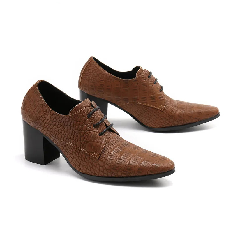 Mashion Aumenta Altezza Uomini High Heel Oxfords Scarpe vere in cuoio in cuoia scarpe brogue formali in pelle