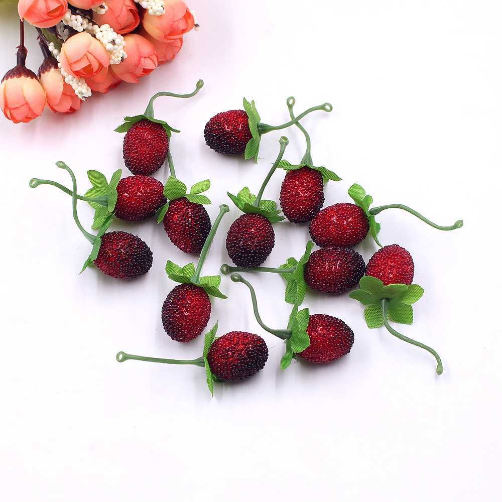 장식용 꽃 화환 저렴한 가짜 과일 유리 딸기 빨간 체리 수술 미니 베리 인공 꽃 디이 결혼식 크리스마스 장식 T230217