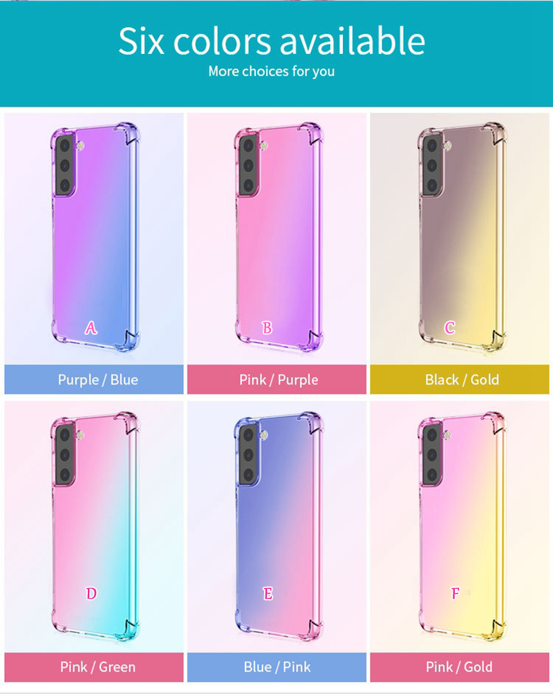 A15 Gradient Airbag Shockproof Soft TPU Cases For Samsung S24 Ultra Plus M55 F15 A35 A55 A05 A05S M34 A25 M54 M14 A24 S23 FE Four Corners Air Bag Anti Shock Cover Clear Skin