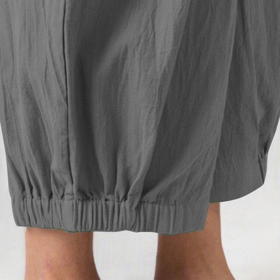 Pantalon sarouel ample taille haute pour femmes, jambes larges, décontracté, grande taille, avec poches