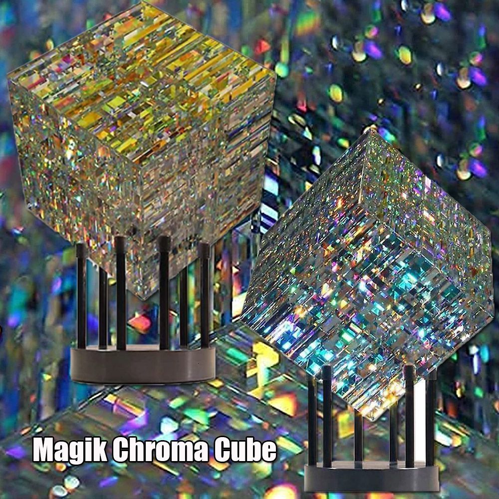 Decorative Objects Figurines Magical Cube Statue Yellow Magik Chroma Cube Sculpture Decoration Resin 230221295V