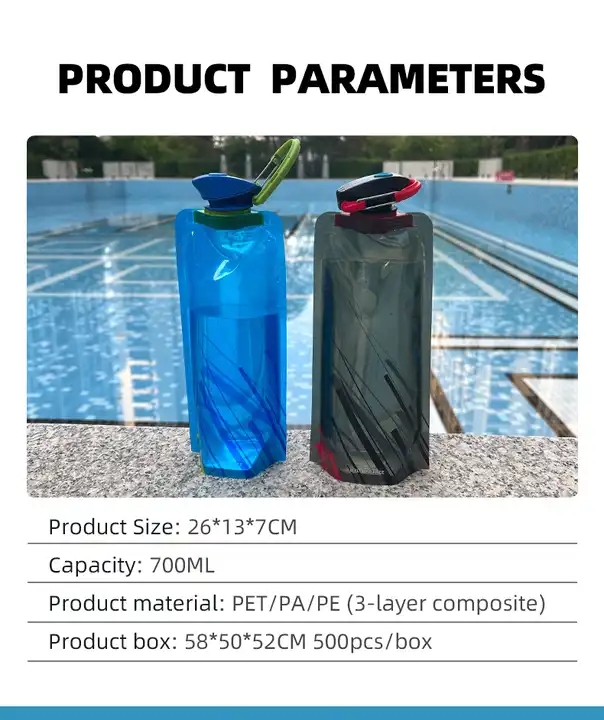 Foldable Water Bag Kettle PVC Collapsible Water Bottles Outdoor Sports Travel Climbing Water Bottle With Pothook GJ0221