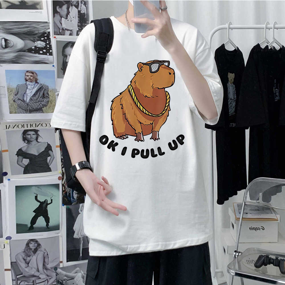 T-shirt da uomo Capibara Top Men Comic Designer Funny Top Abbigliamento maschile firmato Capybara Funny T Shirt Kawaii Streetwear Abbigliamento 022223H