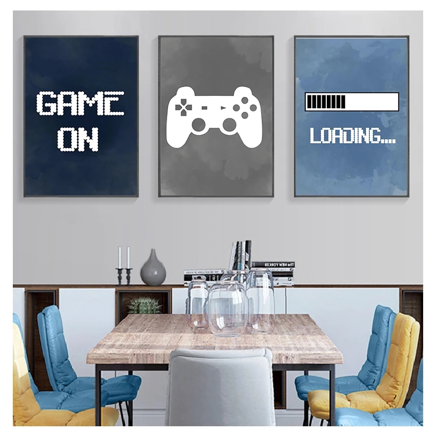 Nursery Boys Wall Decor Gaming Party Poster Painting Child Boy Gifts Gaming Room Decoration Video Game Wall Art Canvas Painting Woo