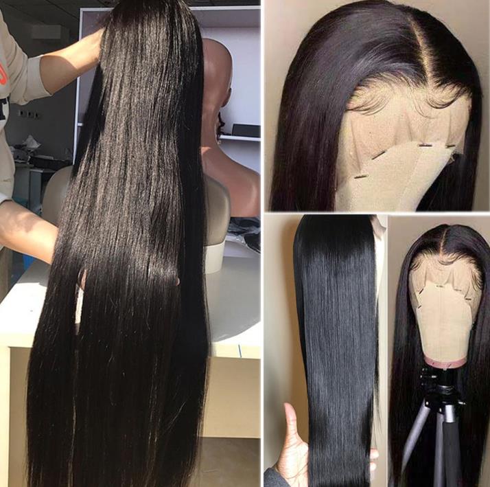 HD Transparent 250 Density 40 42 Inch Straight 13X6 Lace Front Human Hair Wigs For Black Women Brazilian 13x6 Lace Frontal Wigs6724905242