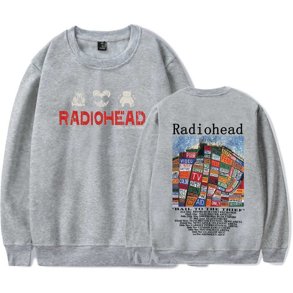 Мужские толстовки Толстовки Radiohead Vintage Print Толстовка для пар Толстовка с капюшоном Хип-хоп Рок-группа Hail To The Thief Музыкальный альбом Флис Уличная одежда Спортивный костюм L230222