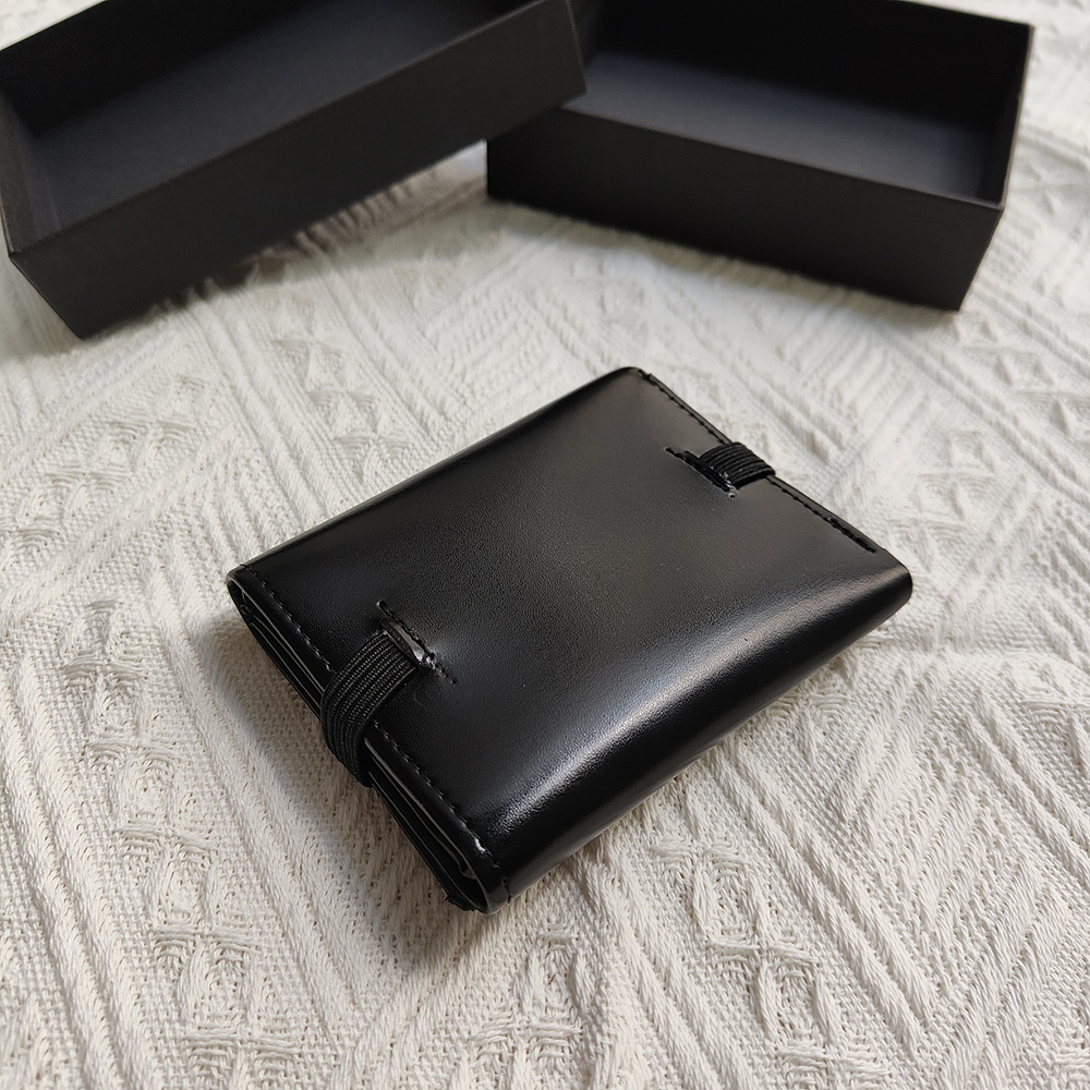 man credit wallet fashion designer cardholder luxury brand purse leather cord clasp thin Purse portfolio comes with box247c