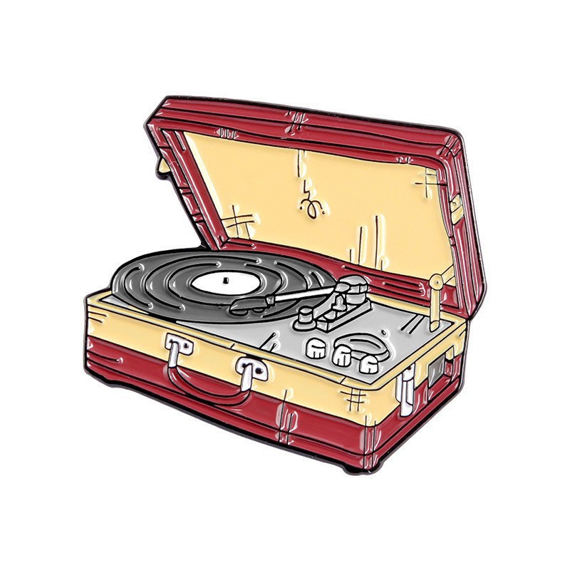 Kreativ emaljmusikserie Brosches Set Little Tape Radio Record Piano Model Badge Brosch för män Kvinnor Kids Tillbehörsmycken gåva