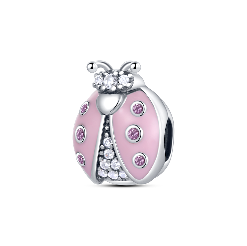 925 Sterling Silver New Fashion Charm Female Pink Silver Beads, Love Pendant Beads Compatible with Pandora 925, Original Bracelet