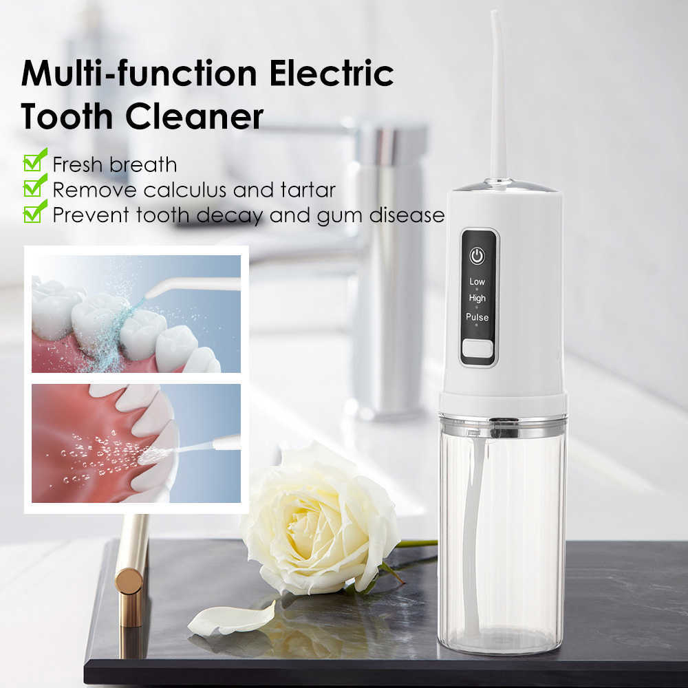 FLOSSOR DE ÁGUA DO IRRIGADOR ORAL ELÉTRICO ORAL FLOSSER USB Recarregável IPX7 Impervenção d'água 230ml 3 Modos Dentes de jato de água Limpador 230202