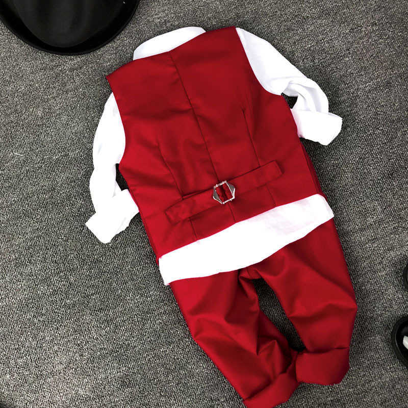 Clothing Sets New Child Vest Suit Fashion Kid Wedding Summer Suits For Parts Red and White Boys Vest Clothing Set