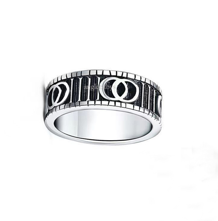 Mode Herren Luxurys Designer Band Ringe Herren Damen Titan Stahl Graviertes Buchstabenmuster Liebhaber Schmuck Schmaler Ring Große Größe283B